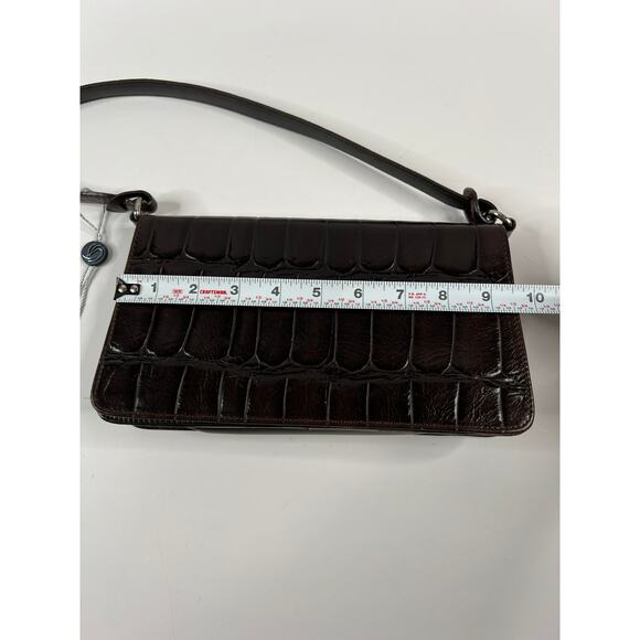 GILDA TONELLI Bag Leather Crocodile Embossed Brown Italian Leather - Picture 13 of 16